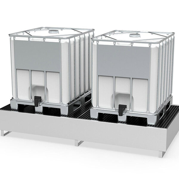 Cuva de retentie / vana de captare din inox pentru 2 IBC 1000 l